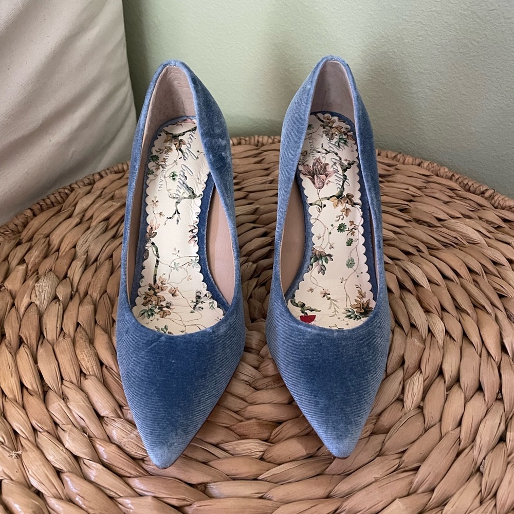 Nicola Bathie Bonnie Blue Velvet Heels